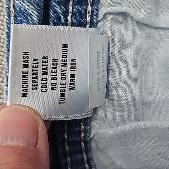 Reclaim Regular Bootleg Jeans Mens 34X32 Light Blue Distressed Whiskering EUC - Picture 9 of 11